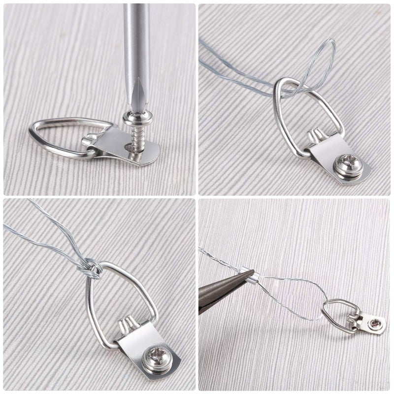 Listenman Picture Hanging Kit, Listenman D Ring Picture Hangers with Screws, Picture Hanging Wire(100 Feet) and Aluminum Sleeves, Supports up to 30 lb, Included Screwdriver - Image 4